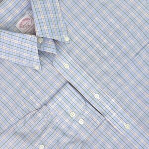 Brooks Brothers Shirt Mens 14.5 32/33 Blue Plaid 346 Regular Fit Non Iron Cotton